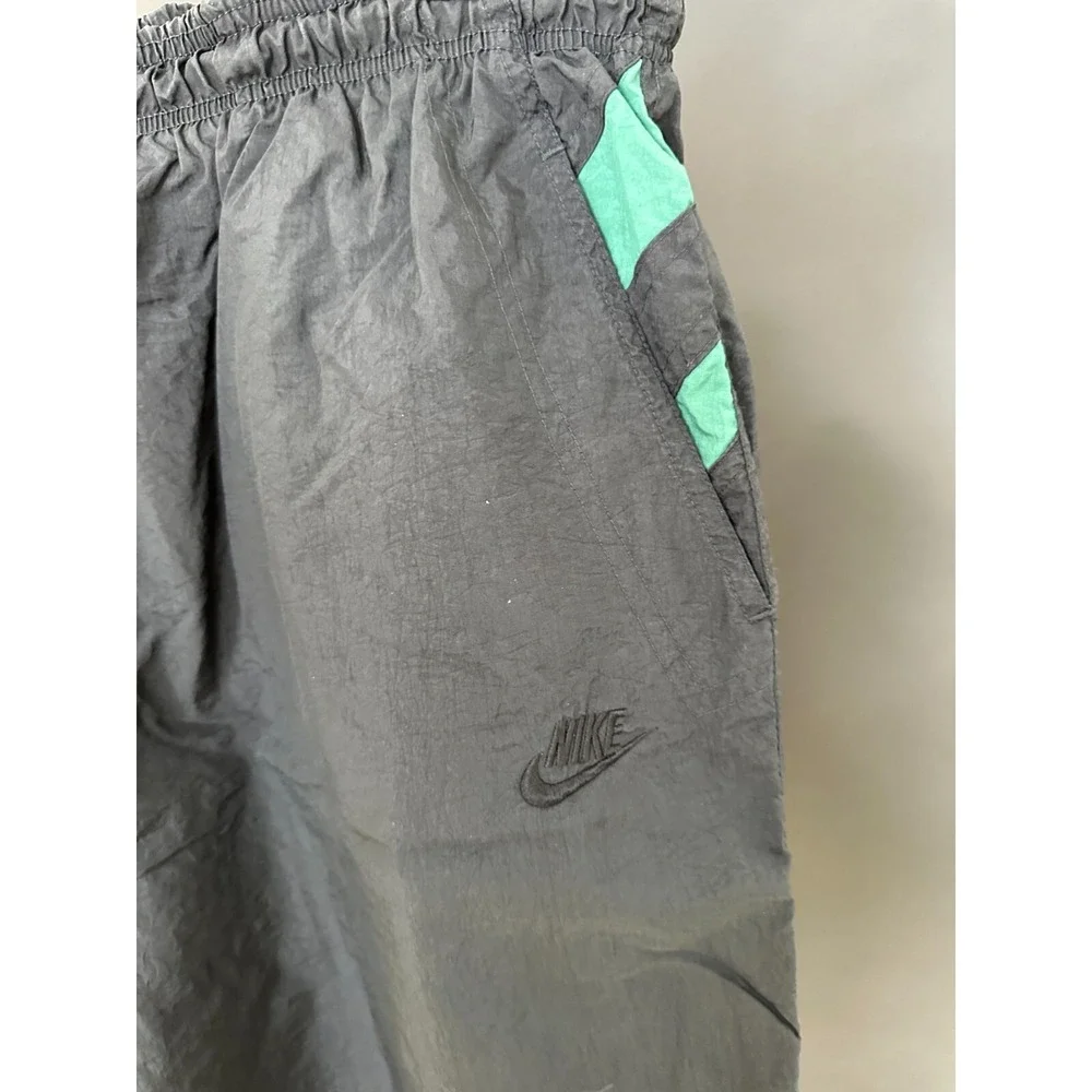 Vintage Authentic 90s Nike Mens XL Warmup Pants Black Green Joggers Black Tag